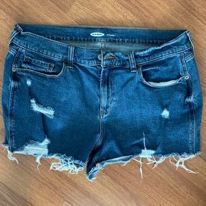 slightly distressed jean shorts